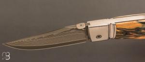  Couteau " BAD ASS " custom par Raphaël Durand - Ivoire de mammouth et lame Suminagashi SGPS