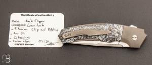    Couteau " Back flipper " custom par Florian Dreyer FD-Knives - Fibre de carbone et RWL34