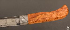  Couteau  "  Le Bugiste " par Frédéric Maschio - Frêne et lame damas japonais