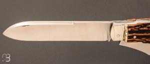 Couteau "Chasse bi-lame Prototype " pliant fait main par Bastien Toubhans - Atelier Beau Merle