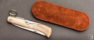 Couteau " Chasseur " avec anneau 12 cm Corne blonde par J. Mongin