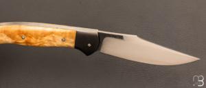  Couteau  "  Custom " par Laurent Gaillard - Fourche de peuplier stabilisée et 90McV8