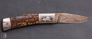  Couteau Nordique Custom pliant de Jukka Hankala - Mammouth damas