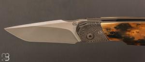    Couteau " Dodgers " custom de Gaël Chevalier - Ivoire de mammouth et RWL34
