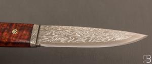 Couteau Droit par Jean Paul Sire - Bois de fer et Damas multi-barreaux