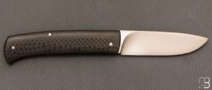    Couteau " Drop " slipjoint  custom par Raphaël Durand - Fibre de carbone et RWL-34
