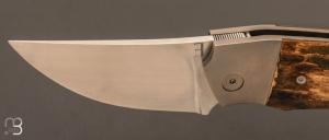 Couteau " bolster-lock  " custom de Elouan Coude - Ivoire de mammouth et lame en RWL34