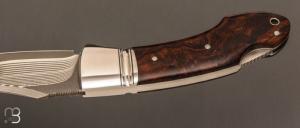   Couteau " Frelon " custom lock-back par Raphaël Durand - Bois de fer et lame Suminagashi