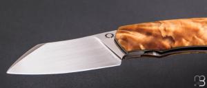    Couteau " Front-flipper custom " par Fabio Pitton - Fourche de peuplier et lame en W2