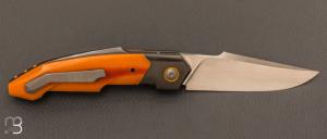  Couteau  "  Front-flipper " custom par Romain Lopez - Micarta butterscotch et RWL-34