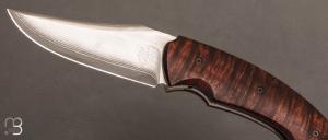 Couteau  "  Front-flipper custom " gidgee stabilisé et lame en VG10 Suminagashi par Fabrice Delbart - Forge Celtique