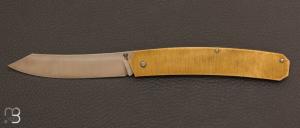 Couteau " Higo l'Athene Noctua Tradition " de Marc Pallas - Laiton satin