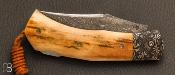 Couteau de poche Inglorious mammouth et damas par David Brenière