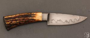   Couteau " Intégral " fixe de Camille Sennegon -Bois de cerf et lame en W1