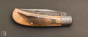  Couteau  "  Jacknife " custom de Jérôme Bellon - Ivoire de mammouth et lame damas