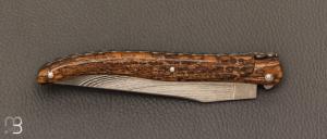 Couteau " Laguiole 12 cm " par Rozelier Fabien- Ty Coutelier - Mammouth et lame Suminagashi