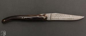    Couteau Laguiole 12 cm par Stéphane Rambaud - Pointe de corne et damas