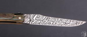  Couteau " Laguiole 12 cm" custom par Rozelier Fabien - Ty Coutelier - Ivoire de mammouth et damas