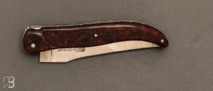 Couteau " Laguiole Grand Air 14,5 cm" par Rozelier Fabien - Ty Coutelier - Loupe de Bois de fer