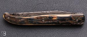    Couteau " Laguiole" par Tim Bernard - Ivoire de mammouth et damas Plume