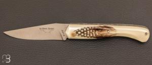 Couteau " Le Boulary " par La Bonne Trempe - Résine plume de geai et 14c28N