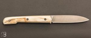  Couteau " Le Capi " par la Coutellerie Savignac - Ivoire de phacochère et lame en 14c28