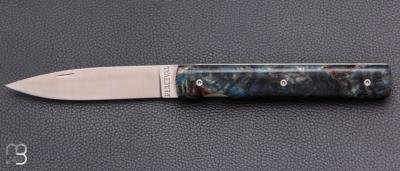 Couteau " Le Français "  par Atelier Perceval - Loupe de peuplier bleu stabilisée et 19C27