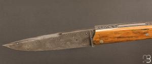   Couteau " Le Nayrac " de Jérôme Lamic - Ivoire de mammouth et lame en damas inoxydable