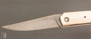   Couteau  "  Light " liner-lock par Thierry Chevron - Ivoire de mammouth et damas wootz