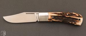   Couteau " Little Bad " custom - Bois de cerf et RWL34 par Franck Souville