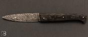 Couteau "Le Lombard" par Adrien Giovaninetti fibre de carbone damas - Lame damas