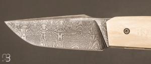   Couteau " Mastard " custom par Christophe Arbogast - Ivoire de mammouth et lame damas de Samuel Lurquin
