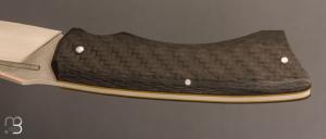   Couteau " Midnight " slipjoint custom par Olivier Ouertal - Fibre de carbone et lame en RWL34