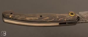   Couteau  "  Milvus " Liner-Lock flipper par Olivier Lamy - Fatcarbon® et lame damas
