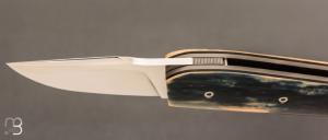    Couteau " Mini Mastard " custom par Christophe Arbogast - Ivoire de mammouth et lame en RWL34