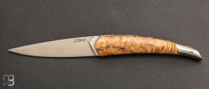   Couteau " ORCA Silver " pliant par l'Atelier Les 2 Diables - Loupe d'acacia et 14c28n