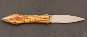   Couteau " L'Oegopsyde " fait main par Laraud Blade  - Hêtre échauffé et 14C28