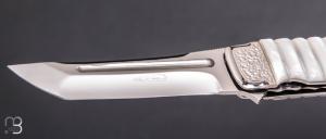   Couteau " Ototake " liner-lock custom par Koji Hara - Nacre blanche