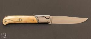 Couteau  "  Palanquille " ivoire de phacochère et N690 par Glenn Guillou