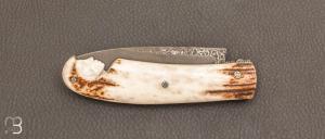 Couteau  "  Pièce unique  " de Jérôme Lamic - Bois de cerf et damas