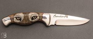   Couteau " Pièce unique " scrimshaw par Gaétan Beauchamp