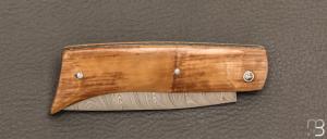   Couteau  " Prototype du Petit Savoyard " de Robert Beillonnet - Ivoire de mammouth et Damas