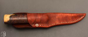 Couteau " Puukko " droit de José Viale - Bois de fer d'Arizona et damas Vlad Matveev