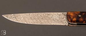 Couteau " Sauciflard " de poche bois de fer d'Arizona et damas par Joël Grandjean