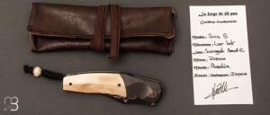    Couteau  "  Sirius B  " par Florian Keller -  Ivoire de phacochère et Suminagashi
