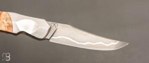    Couteau " Sirius B  " par Florian Keller -  Sanmaï inox et loupe de marronnier stabilisée