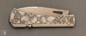    Couteau  "  Skipper" pliant de Éric Parmentier - Gravure d'Elisabeth Da Justa