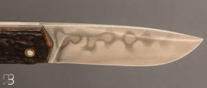  Couteau " Slipjoint " custom par Guy Poggetti - Bois de cerf et lame en C130