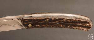  Couteau " Slipjoint " custom par Guy Poggetti - bois de cerf et lame en C130