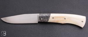   Couteau " Talar " pliant de Anthony Brochier - Ivoire de phacochère / damas et RWL34